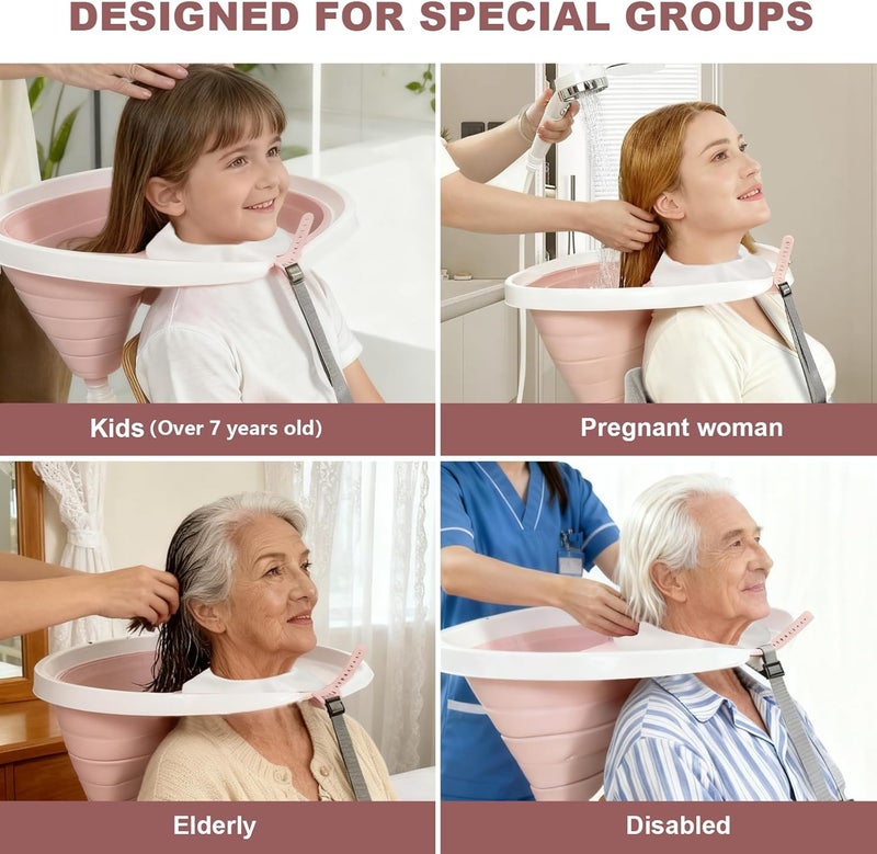 EazziSwitch Portable Hair Washing Station Basin: Foldable Shampoo Bowl & Mobile Sink with Adjustable Neck Support, Drain Hose & Earplugs for Elderly, Disabled, Pregnant Women & Bedridden Patient Care - Image 3